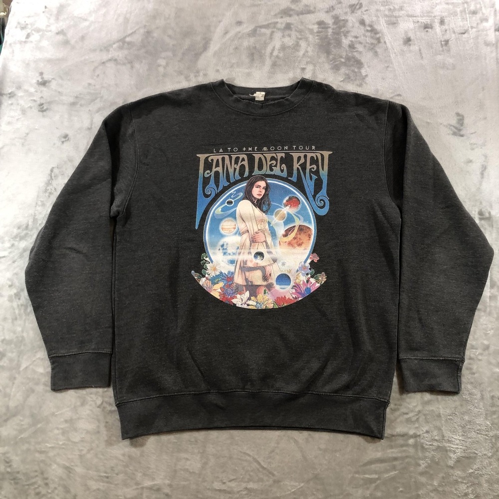 Lane Seven Sweatshirt Mens Large Gray Lana Del Rey LA To The Moon Tour Graphic